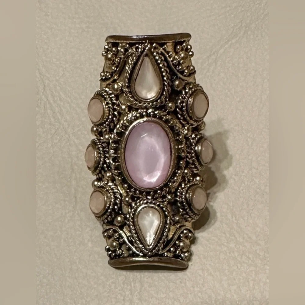Gold Bohemian Statement Ring with Lavender Stones | Adjustable | One Size